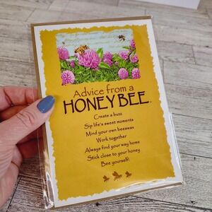Advice For Life Honeybee Card Blank Inside Clover Flowers Inspirational Blank In